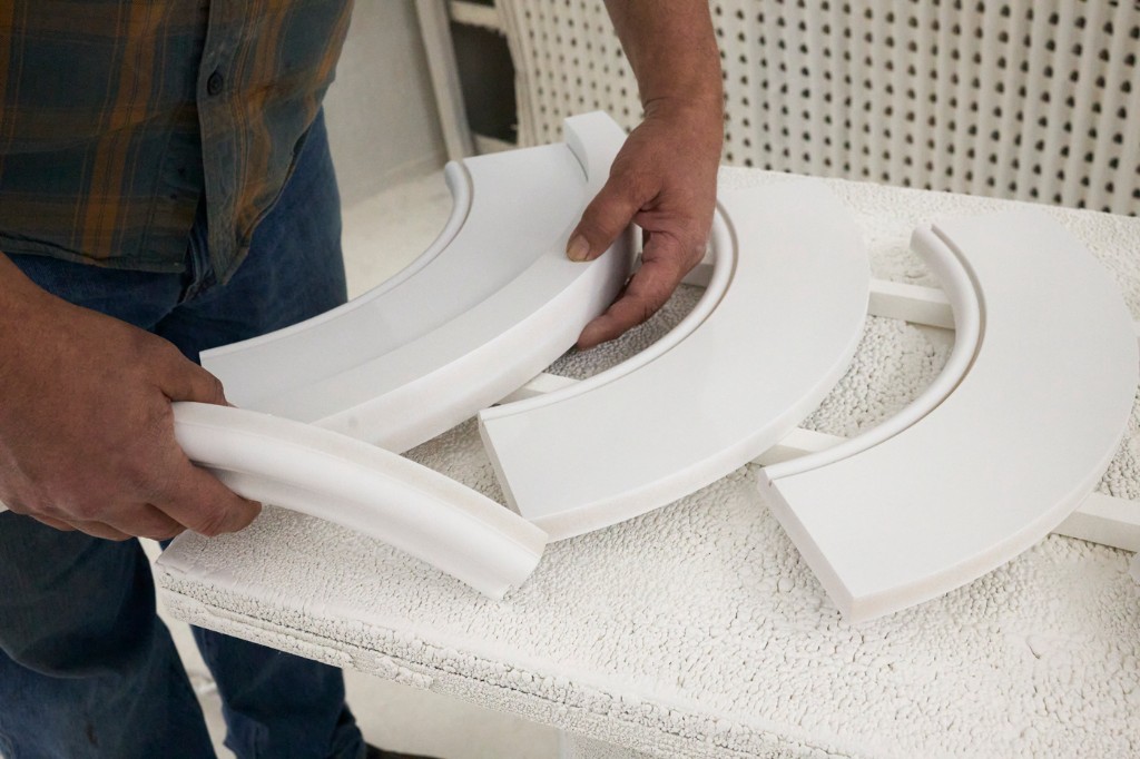 Door hardware display — levers, escutcheons, and specialty finishes